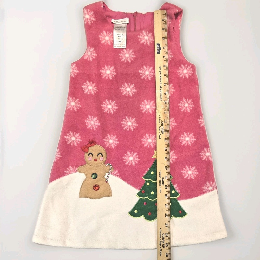 Bonnie Jean Baby Girls Snowflake Christmas Tree Fleece Jumper Dress Size 6x - Picture 9 of 10